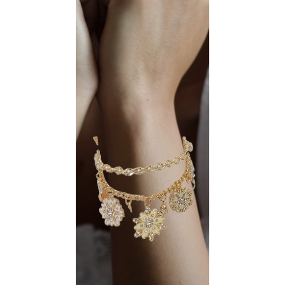 Gold-Tone Ice and Snow Charm Bracelet, one size fits most 7" to 9" wrist - Picture 7 of 8